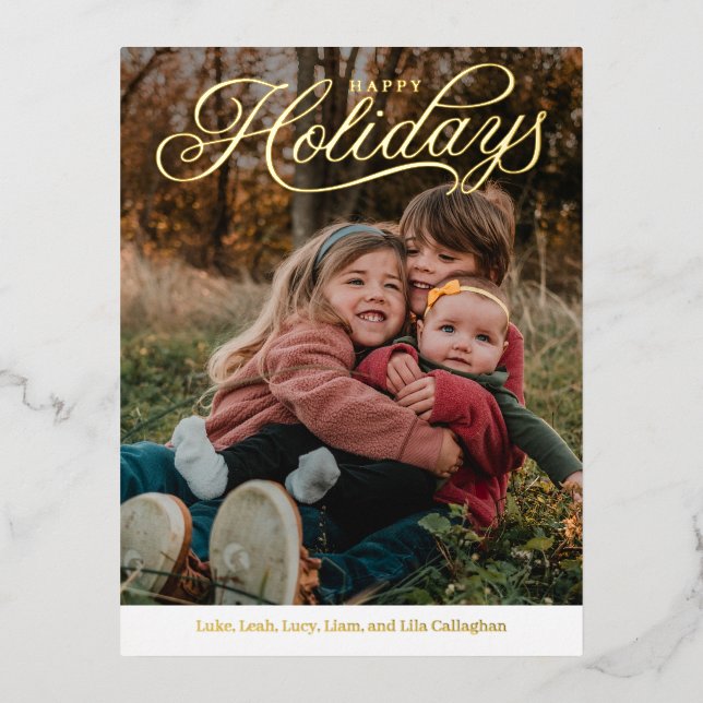 Top Caption Happy Holidays Foil Holiday Postcard (Front)
