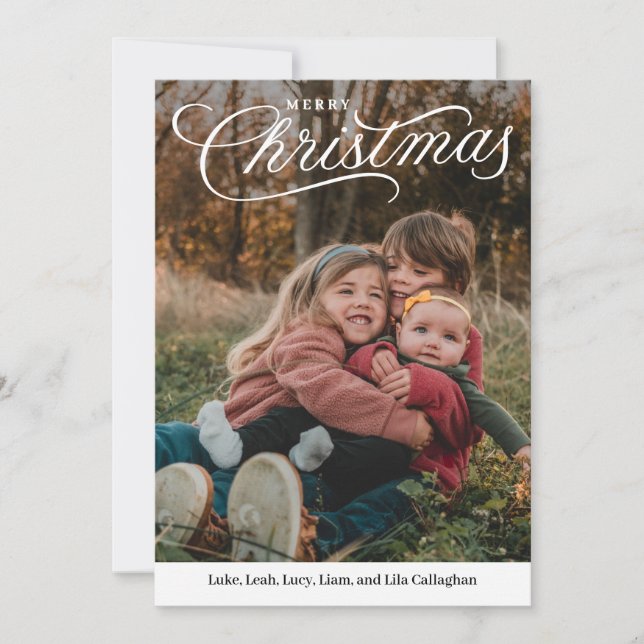 Top Caption Merry Christmas Editable Color Holiday Card (Front)