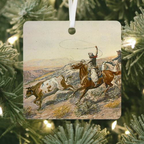 TOP Cattle Drive Metal Ornament