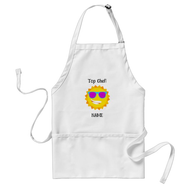 "Top Chef!" Custom Sunshine Cartoon Chef's Apron (Front)