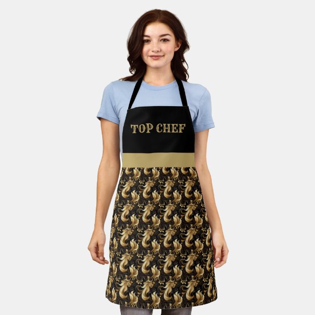 "Top Chef" Marbleized Decorative Black Gold Apron (Worn)