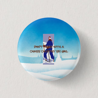 TOP Cross Country Ski Girl Button