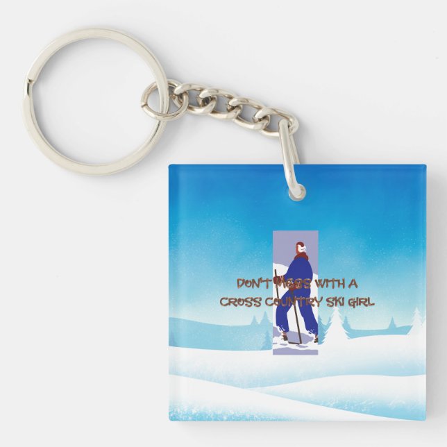 TOP Cross Country Ski Girl Keychain (Front)