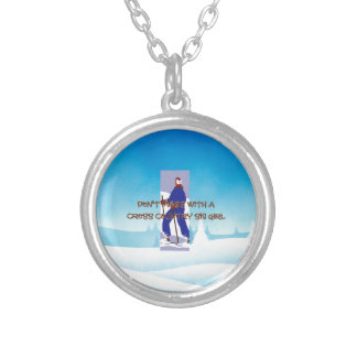 TOP Cross Country Ski Girl Silver Plated Necklace