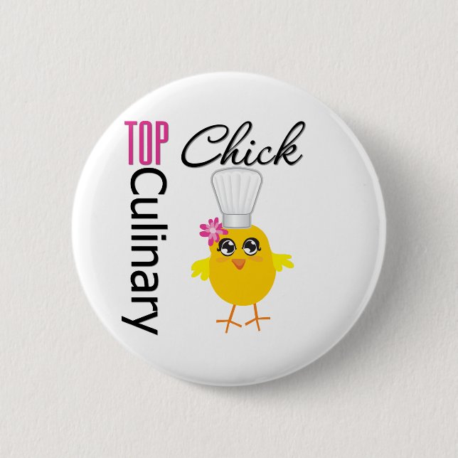 Top Culinary Chick Pinback Button (Front)