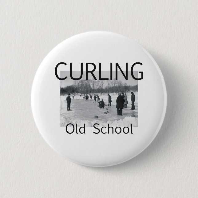 TOP Curling Old School Pinback Button (Front)