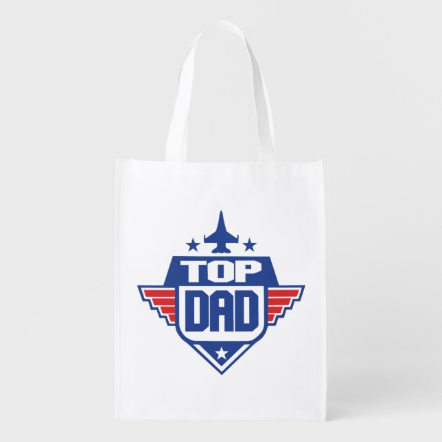 Top Dad Airplane Grocery Bag (Front)