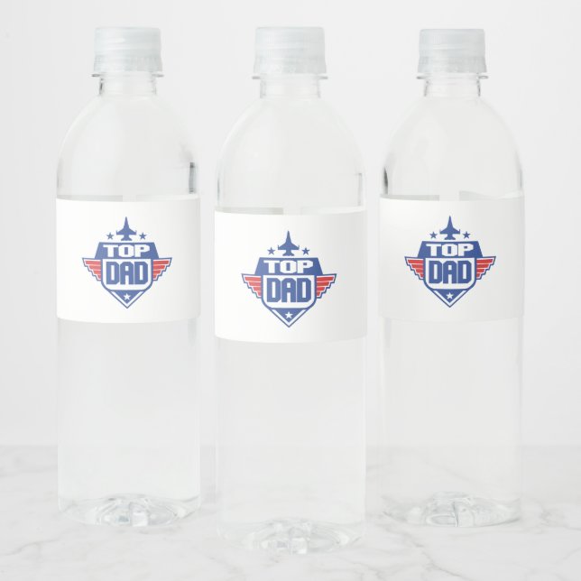 Top Dad Airplane Water Bottle Label (Bottles)