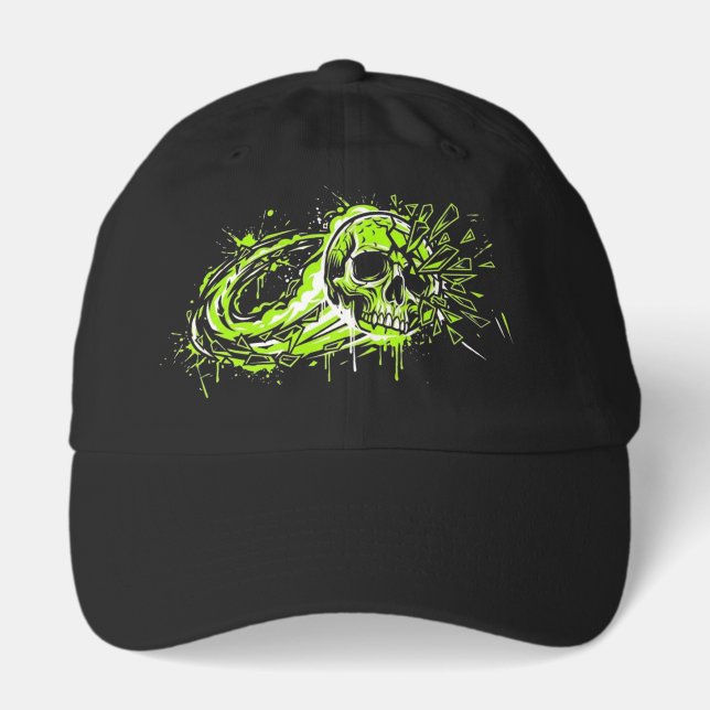Top Dad Paint Splatter Ghost Skull Cap - Gift Hat (Front)
