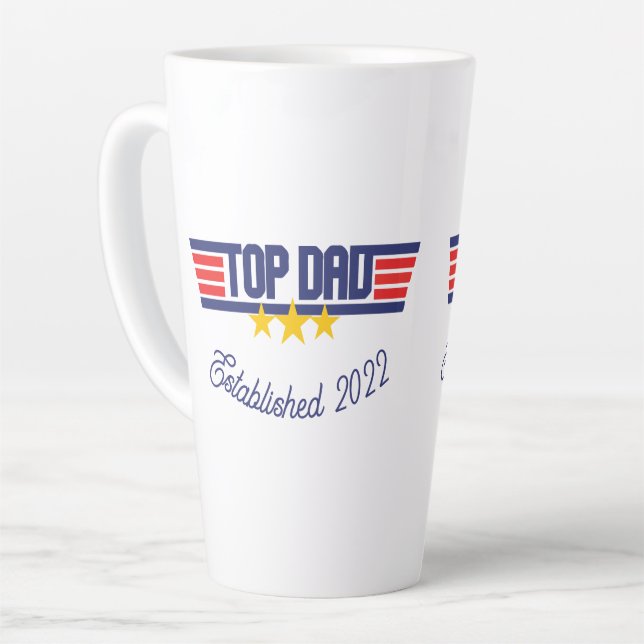 Top Dad with Editable Established Date Latte Mug (Left Angle)