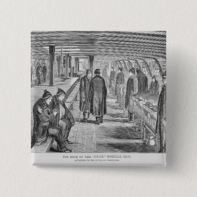 Top Deck of the 'Unite' Hospital Ship Attached to Button (Front)