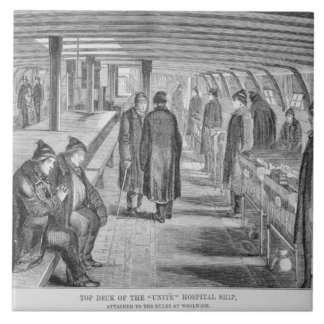 Top Deck of the 'Unite' Hospital Ship Attached to Ceramic Tile (Front)