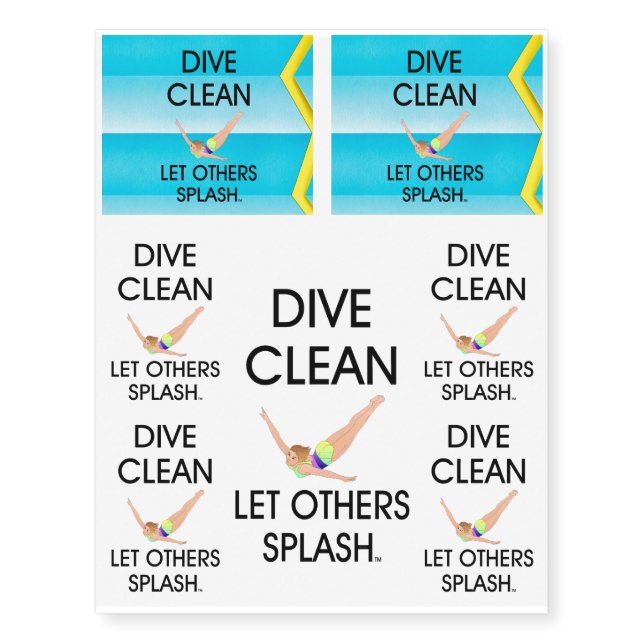 TOP Dive Clean Temporary Tattoos (Front)