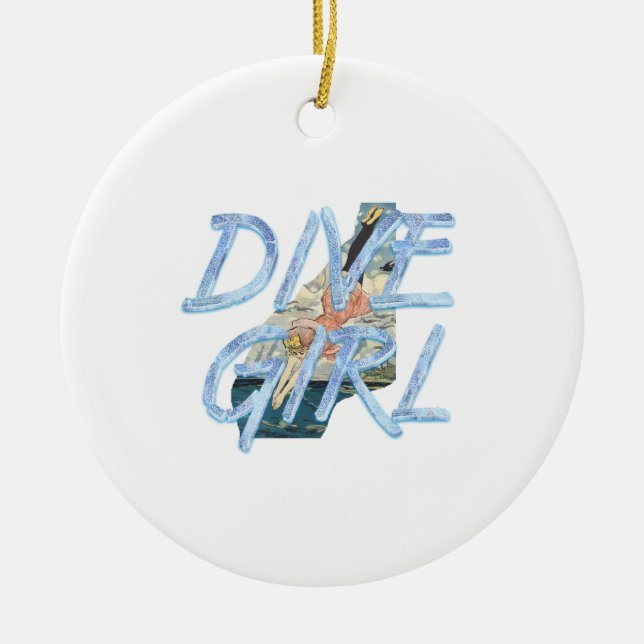 TOP Dive Girl Ceramic Ornament (Front)