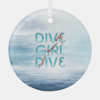 TOP Dive Girl Dive Glass Ornament