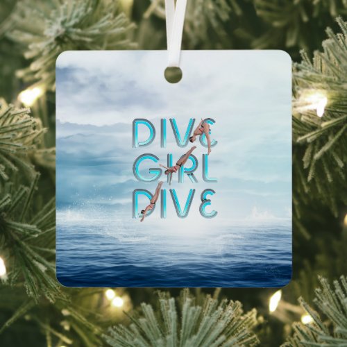 TOP Dive Girl Dive Metal Ornament