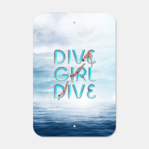 TOP Dive Girl Dive Metal Parking Sign