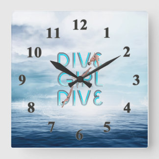 TOP Dive Girl Dive Square Wall Clock