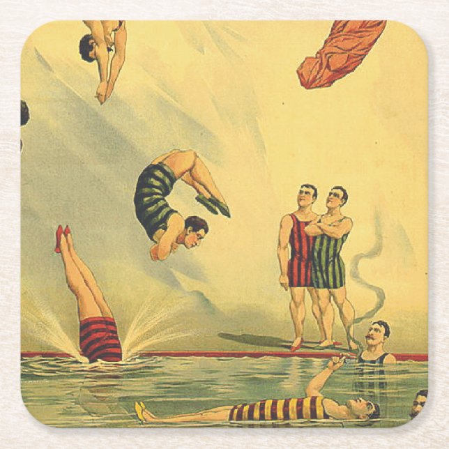TOP Diving Old School Square Paper Coaster (Front)