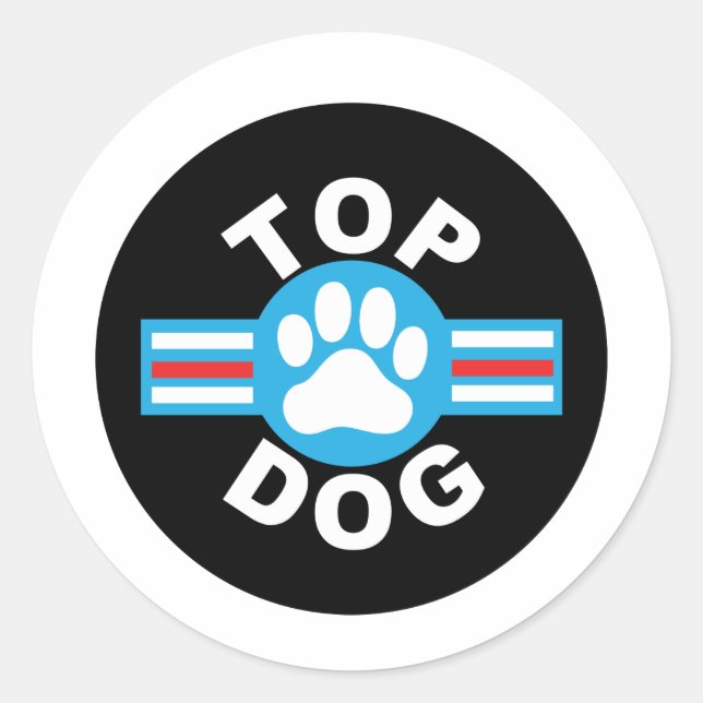 top dog classic round sticker (Front)