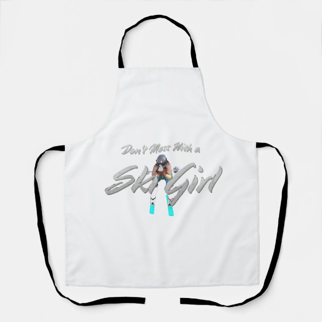 TOP Don't Mess With Ski Girl All-Over Print Apron (Front)