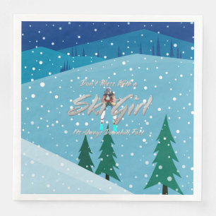 TOP Don't Mess With Ski Girl Paper Dinner Napkins