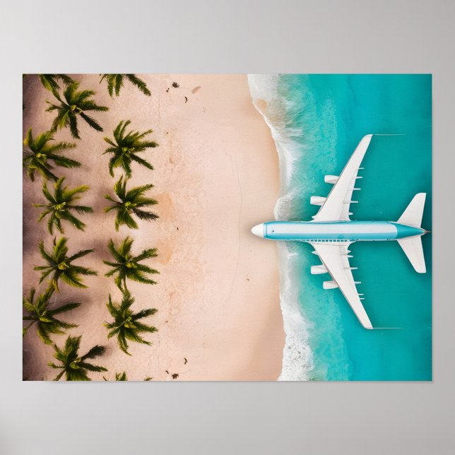 Top-Down View of Palm Trees and Turquoise Beach  Poster (Front)