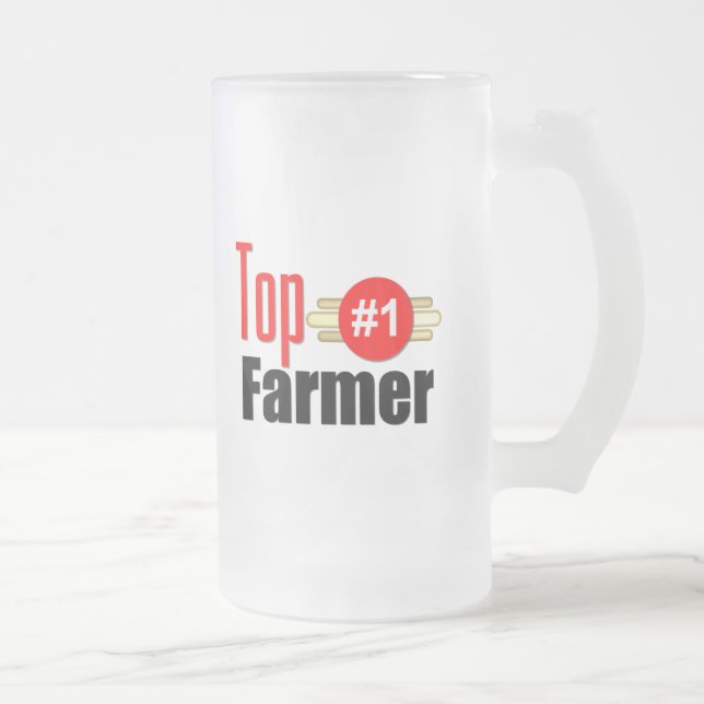 Top Farmer Frosted Glass Beer Mug (Right)