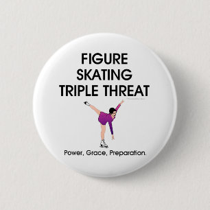 TOP Figure Skating Triple Threat Pinback Button