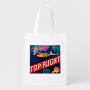 Top Flight Orange LabelTustin, CA Reusable Grocery Bag