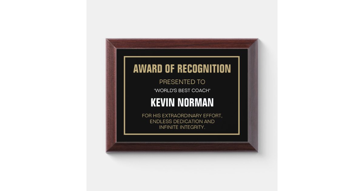 TOP Gift! Best COACH Award plaque