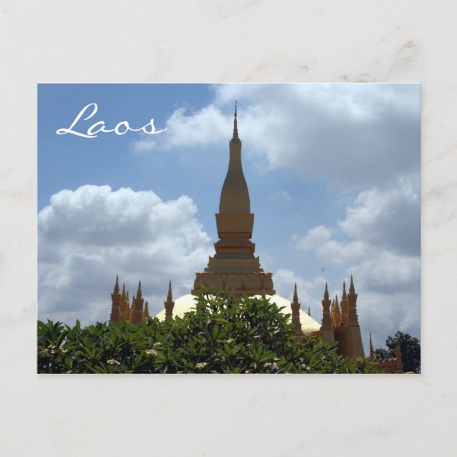 top golden stupa laos postcard (Front)