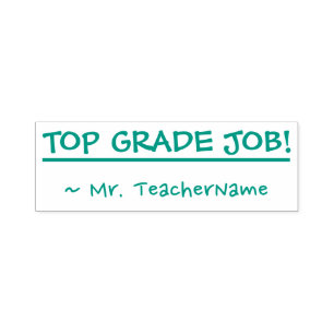 "TOP GRADE JOB!" + Custom Teacher Name Self-inking Stamp