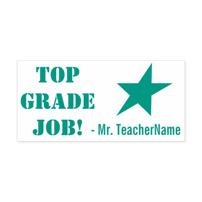 "TOP GRADE JOB!" + Tutor's Name Rubber Stamp (Design)