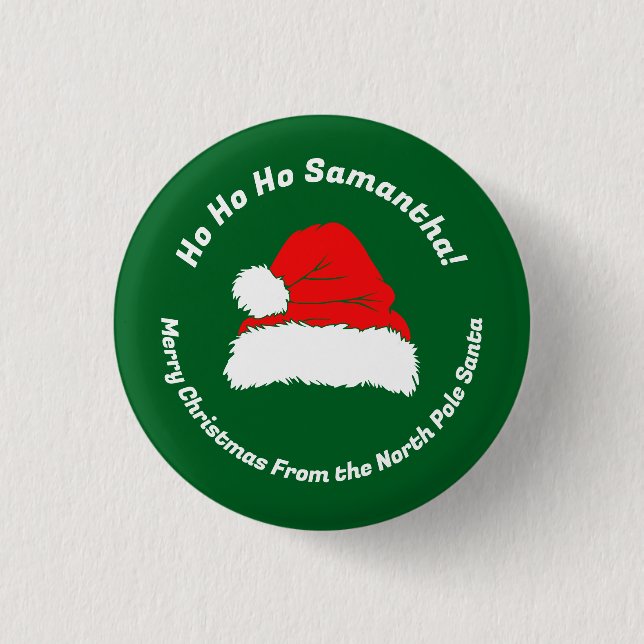 Top Green Ho ho ho Xmas Merry Christmas Button (Front)