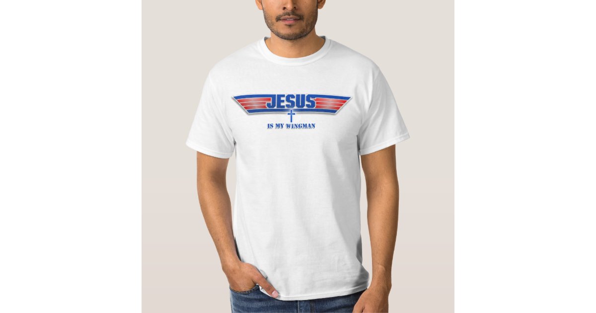 Ruimteschip aangrenzend Atticus Top Gun Logo Jesus Christ Wingman Movie T-Shirt | Zazzle