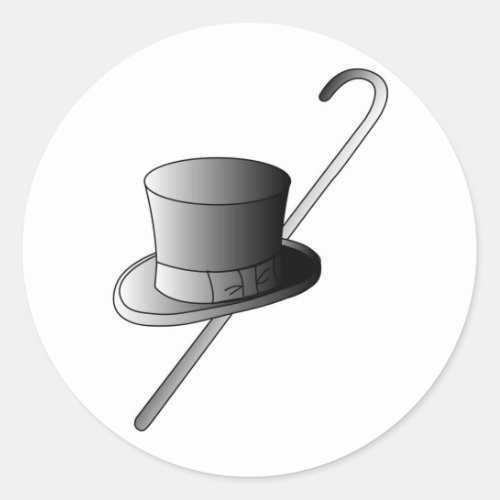 Top Hat and Cane Classic Round Sticker