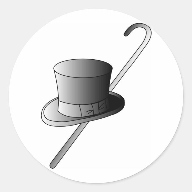 Top Hat and Cane Classic Round Sticker (Front)