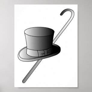 Top Hat and Cane Poster