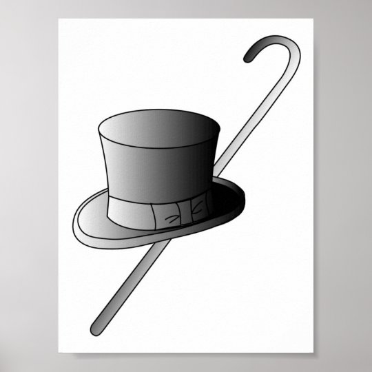 Top Hat and Cane Poster
