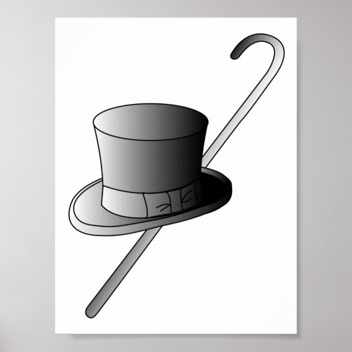 Top Hat and Cane Poster