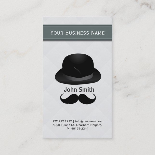 Top hat and mustache business card (Front)