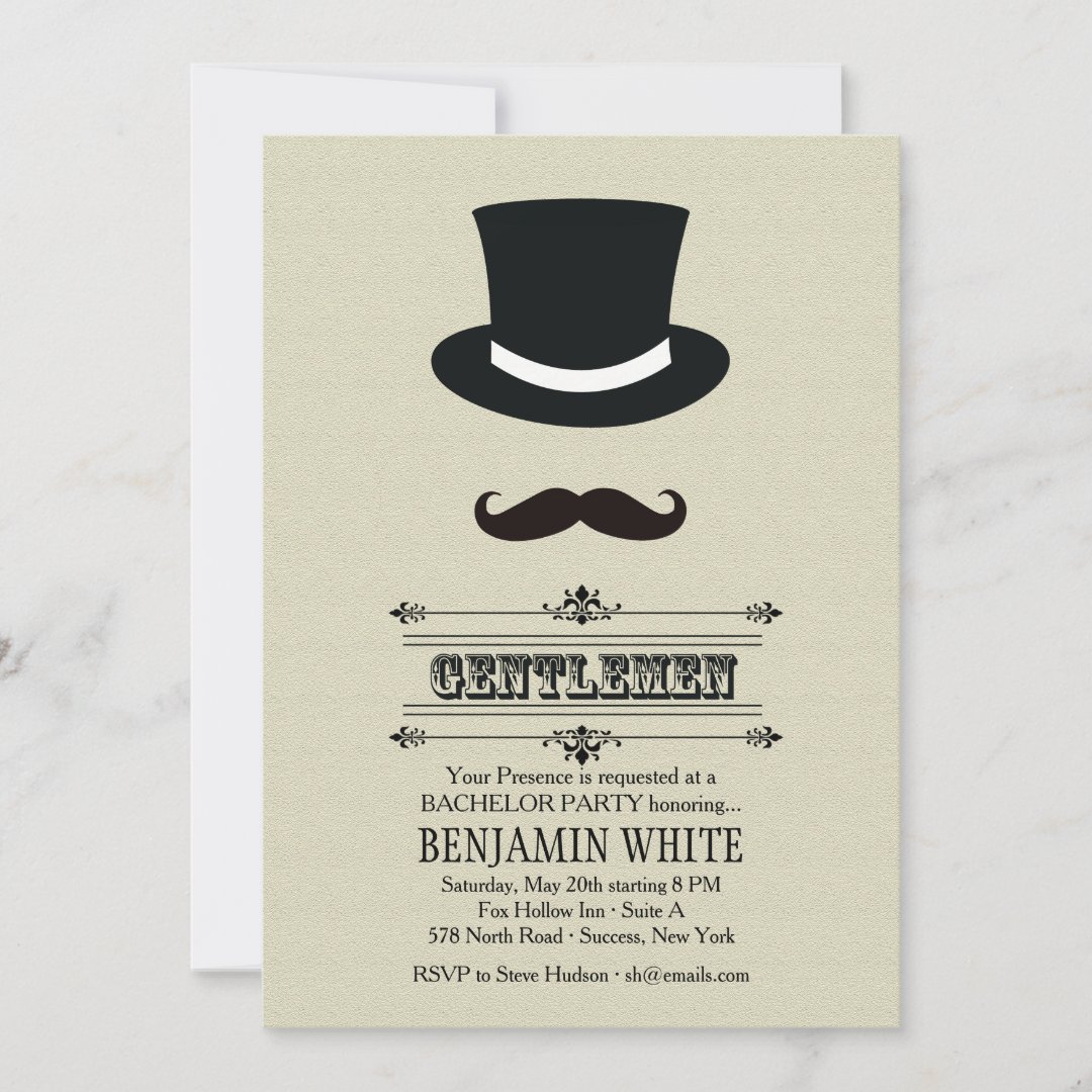 Top Hat and Mustache Invitation | Zazzle