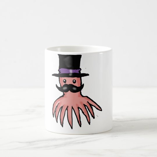 Top Hat and Mustache Pink Octopus Mug