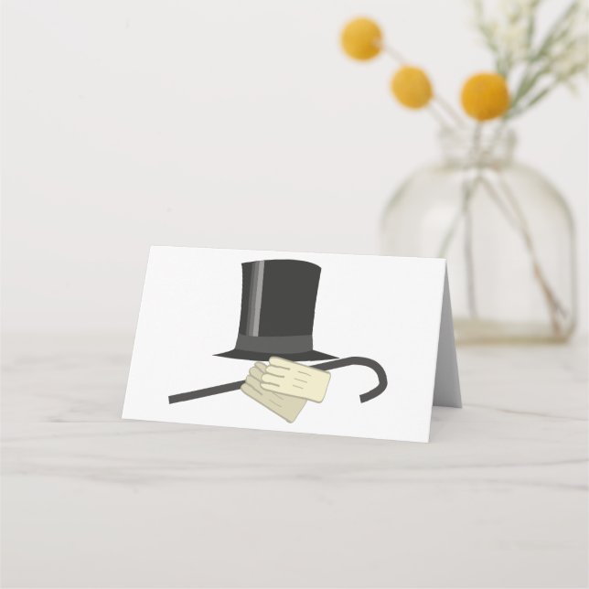 Top Hat Cane Place Card (Front)