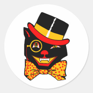 Top Hat Cat Classic Round Sticker