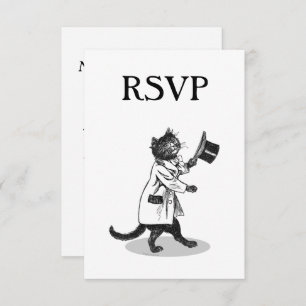 Top Hat Cat Custom RSVP Invitation
