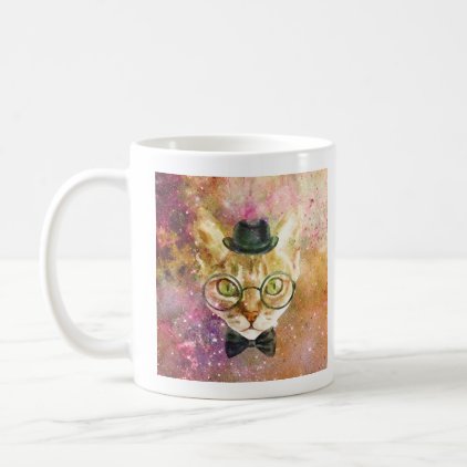 Top Hat Cat in Glasses and Bow Tie Coffee Mug