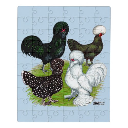 Top Hat Chicken Quartet Jigsaw Puzzle