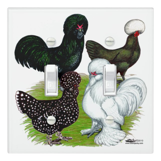 Top Hat Chicken Quartet Light Switch Cover (In Situ)